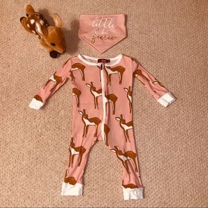MILKBARN Deer Zipper Pajama in Rose Size 6-9M